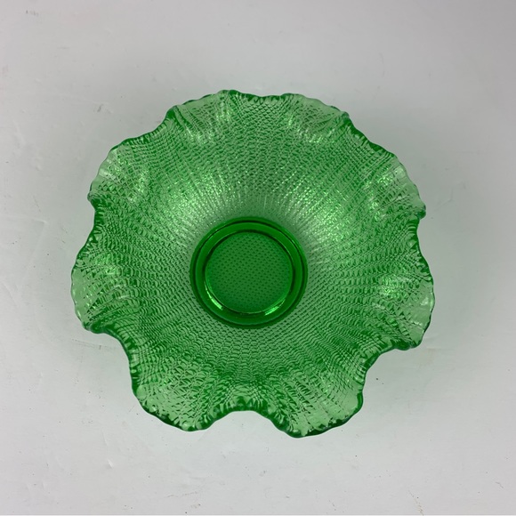 Fenton Green Double‎ Ruffle Candy Dish - Picture 2 of 7